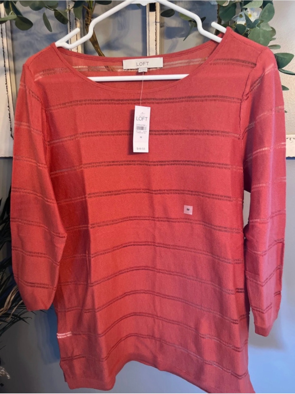 LOFT Coral Scoop Neck Lightweight Knit Top - Women